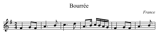 Bourrée - staff notation