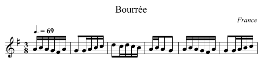 Bourrée - staff notation
