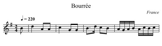 Bourrée - staff notation