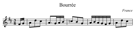 Bourrée - staff notation