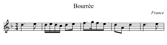 Bourrée - staff notation