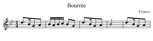Bourrée - staff notation