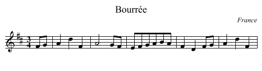 Bourrée - staff notation