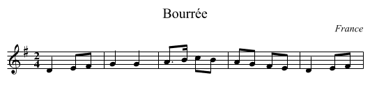 Bourrée - staff notation
