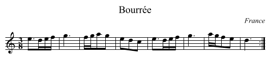 Bourrée - staff notation
