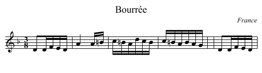 Bourrée - staff notation