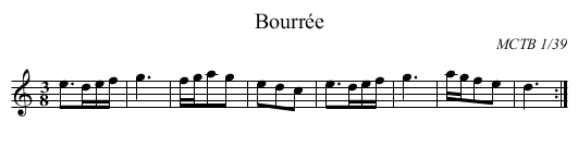 Bourrée - staff notation