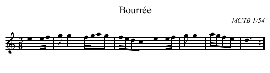 Bourrée - staff notation