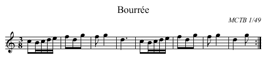 Bourrée - staff notation