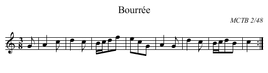 Bourrée - staff notation
