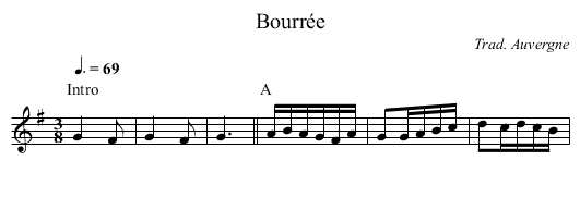 Bourr&eacute;e - staff notation
