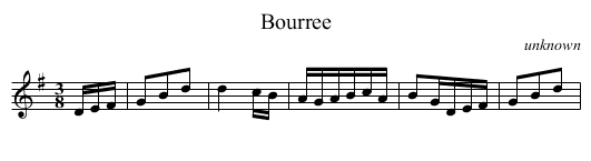 Bourree - staff notation