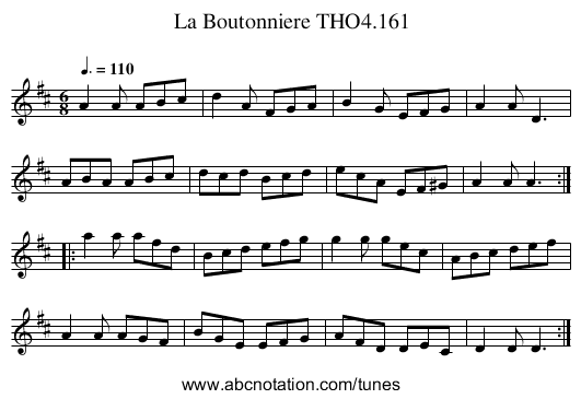 Boutonniere THO4.161, La - staff notation