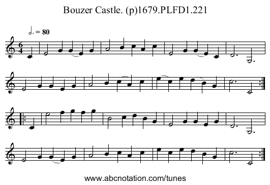 Bouzer Castle. (p)1679.PLFD1.221 - staff notation