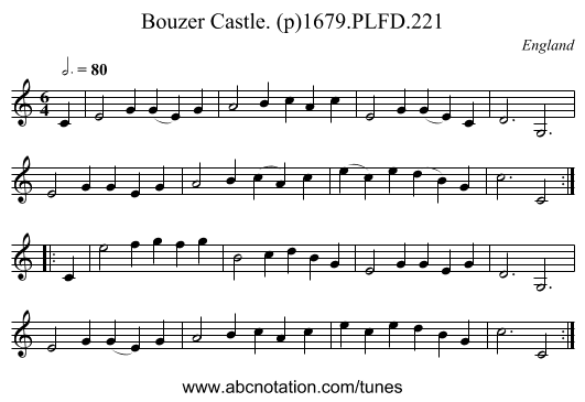 Bouzer Castle. (p)1679.PLFD.221 - staff notation