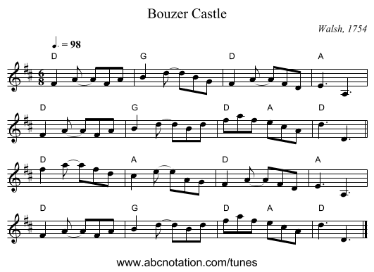 Bouzer Castle - staff notation