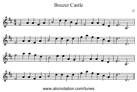 Bouzer Castle - staff notation
