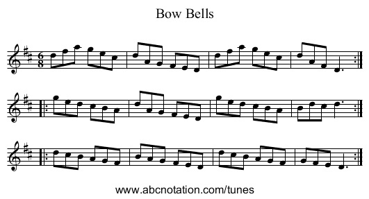 Bow Bells - staff notation