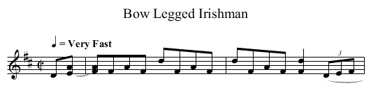 Bow Legged Irishman - staff notation