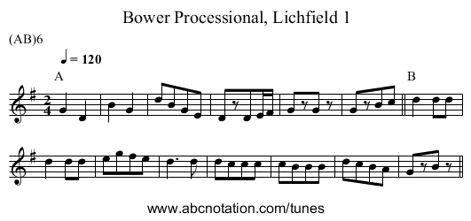 Bower Processional, Lichfield 1 - staff notation