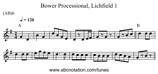 Bower Processional, Lichfield 1 - staff notation