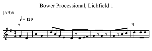 Bower Processional, Lichfield 1 - staff notation