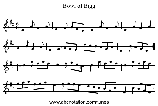 Bowl of Bigg - staff notation