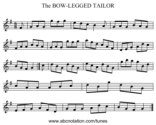 BOW-LEGGED TAILOR, The - staff notation