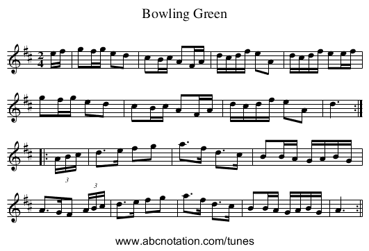 Bowling Green - staff notation