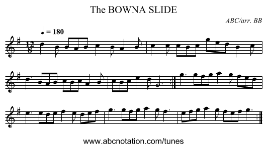 BOWNA SLIDE, The - staff notation