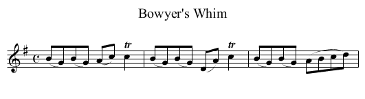 Bowyer's Whim - staff notation
