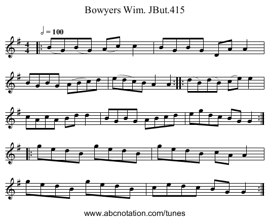 Bowyers Wim. JBut.415 - staff notation