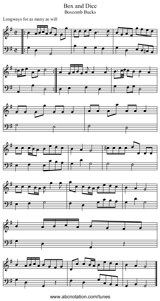 Box and Dice - staff notation