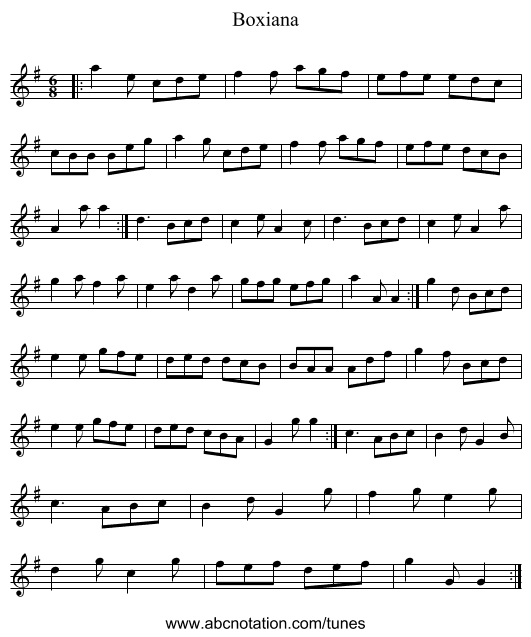 Boxiana - staff notation