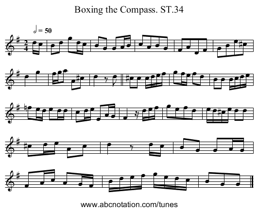 Boxing the Compass. ST.34 - staff notation