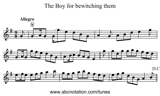 Boy for bewitching them, The - staff notation