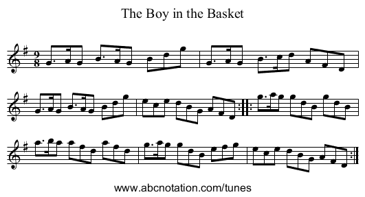 Boy in the Basket, The - staff notation