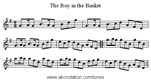 Boy in the Basket, The - staff notation