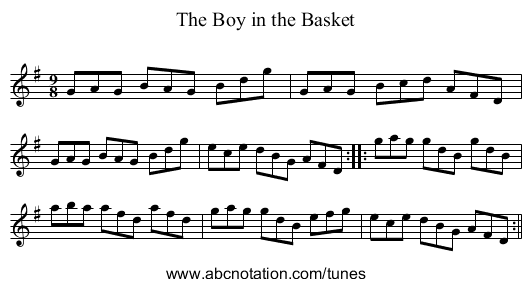 Boy in the Basket, The - staff notation