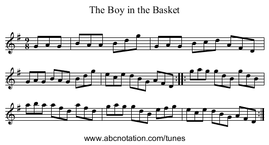 Boy in the Basket, The - staff notation