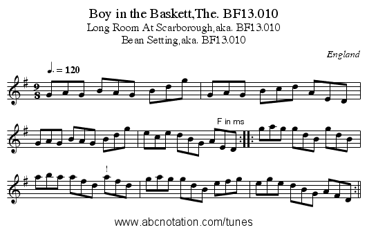 Boy in the Baskett,The. BF13.010 - staff notation