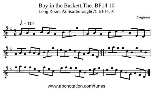 Boy in the Baskett,The. BF14.10 - staff notation