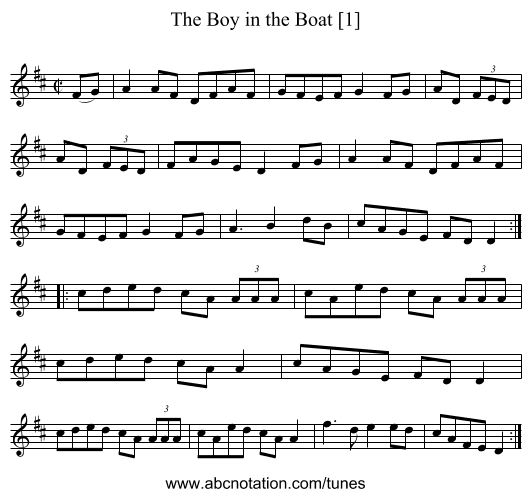 Boy in the Boat [1], The - staff notation