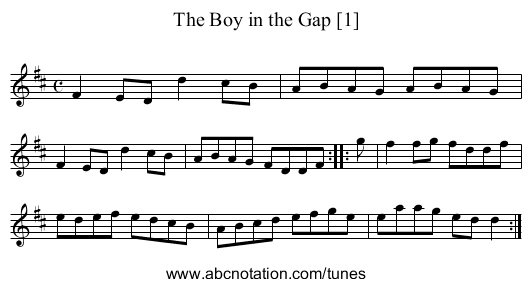 Boy in the Gap [1], The - staff notation