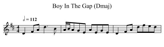 Boy In The Gap (Dmaj) - staff notation