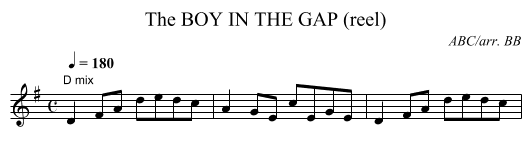 BOY IN THE GAP (reel), The - staff notation