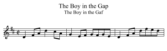 Boy in the Gap, The - staff notation