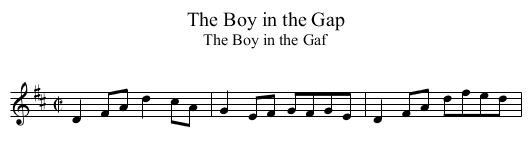 Boy in the Gap, The - staff notation