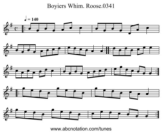 Boyiers Whim. Roose.0341 - staff notation