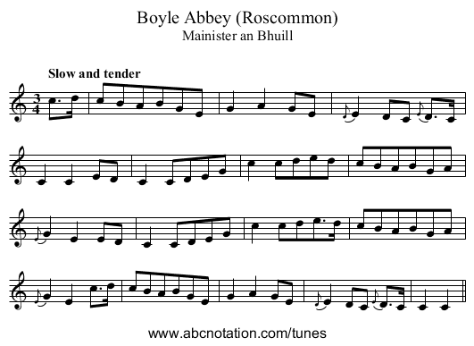 Boyle Abbey (Roscommon) - staff notation